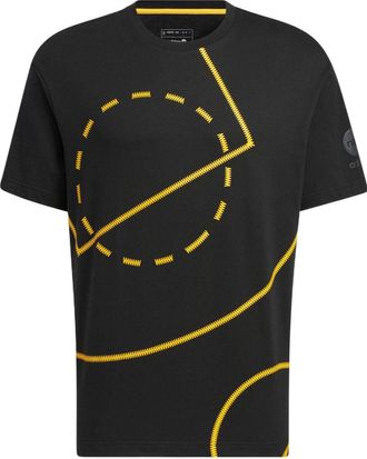 adidas neo Geometry Pattern Printing Round Neck Short Sleeve Unisex Black T-Shirt HM9999