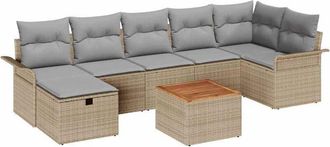 vidaXL Garden Sofa Set with Cushion 8 pcs Beige Poly rattan vidaXL