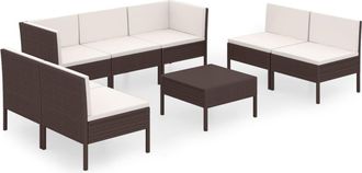 vidaXL Set Muebles De Jard&iacute;n 8 Pzas Y Cojines Rat&aacute;n Sint&eacute;tico Marr&oacute;n Vidaxl