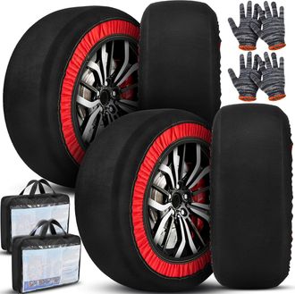 OEM Juego De 2 Fundas De Nieve Para Neum&aacute;ticos De Coche. Fundas De Tela Para Nieve. Cadenas Para Coche. F&aacute;ciles De Instalar Con Guantes. Accesorios De Inv