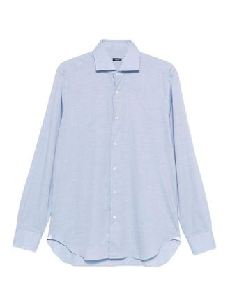 Barba Light Blue Cotton Checked Shirt