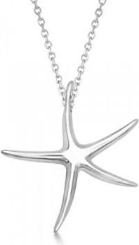 Allurez Thin Starfish Pendant Necklace Sterling Silver