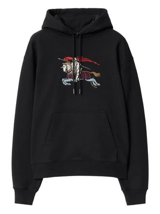 Burberry Equestrian Knight-embroidered hoodie - men - Cotton - L - Black