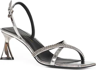 Stella McCartney Womens Silver Metallic Heeled Sandals Synthetic Viscose