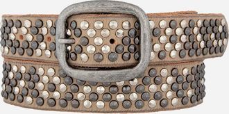 Amsterdam Heritage Womens Bitta Pyramid Multi Studded Leather Belt In Creme