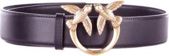 Pinko Stijlvolle riem met steendetails - Dames - Riemen - Zwart - XS - Leer - Accessoires