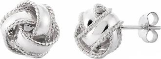 Gold & Honey Womens Love Knot Stud Earrings In Silver