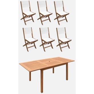 Alice's Garden Mesa De Jard&iacute;n De Madera Extensible, 6 Sillas