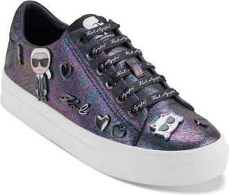 Karl Lagerfeld Cate Pins Lace Up Sneakers Womens Multi Shoes HAWK2163