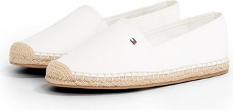 Tommy Hilfiger Espadrille TOMMY HILFIGER FLAG CANVAS ESPADRILLE, Damen, Gr. 36, beige (ecru), Baumwolle, unifarben, Schuhe Espadrille, Slipper,Flats,Bequemschuh mit 