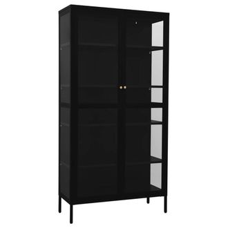Berkfield Home Display Cabinet Black 90x40x180 cm Steel & Tempered Glass | Size: 90 x 40 x 180 cm