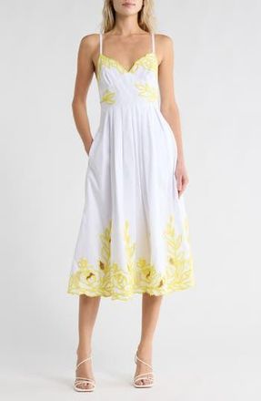 Cinq &agrave; Sept Maude Embroidered A-Line Dress in White/Golden Glow at Nordstrom Rack, Size 8
