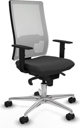 Piqueras y Crespo Piqueras Y Crespo - Horna sincro malla blanca similpiel gris oscuro brazos 1D base aluminio ruedas 65mm nailon