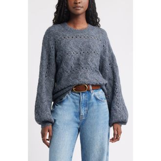 Treasure & Bond Cable Crewneck Sweater in Navy Still at Nordstrom Rack, Size X-Small