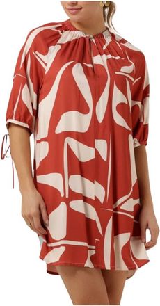 Another Label Kleedjes, Dames, Rood, M, Katoen, Maysa Jurk Korte Mouw