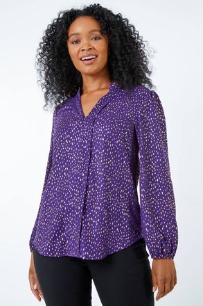 Roman Metallic Spot Print Blouse