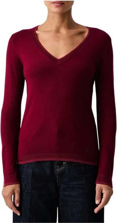 Liu Jo Wf 6012 Ms 49I Jersey de punto con cuello en V - Knitwear - Mujer - Rojo - S