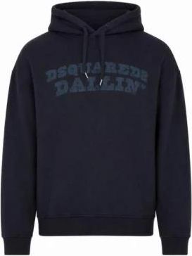 Dsquared2 Logo Print Katoenen Hoodie - Heren - Hoodies - Blauw - L - Katoen - Hoodies & sweatvesten