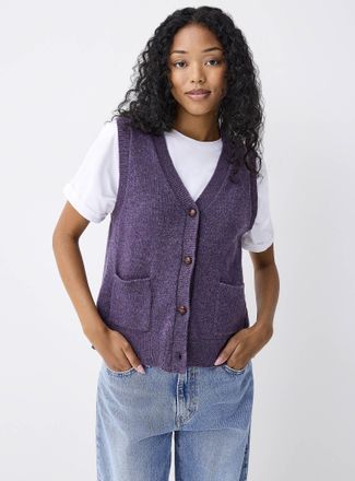 Twik Womens Wooden buttons vest Recycled lambswool