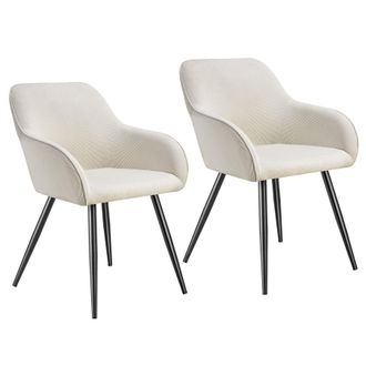 TecTake Dining Chair Marilyn Set Of 2 - Cream/Black in Cream | Size: 2 Pack