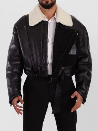 Dolce & Gabbana lambskin leather shearling biker coat