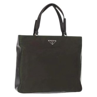 Prada Pre-owned Tote Bags, female, Brown, Size: ONE SIZE Pre-owned Nylon Tote Bag