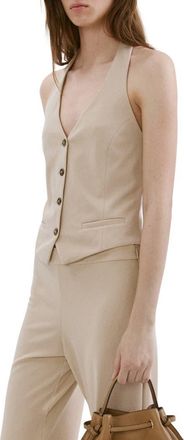 Mango Halter Vest in Sand at Nordstrom, Size Small