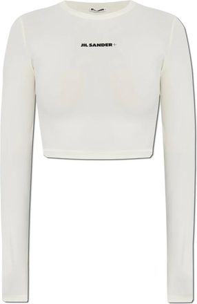 Jil Sander Tops, Dames, Beige, M, Swim Top met Geprint Logo