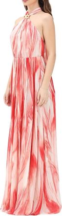 Elisabetta Franchi Red Viscose Voile Long Dress