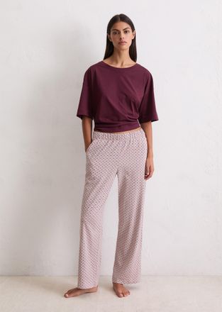 Marc O'Polo Loungehose MARC OPOLO Mix N Match Cotton, Damen, Gr. XS, N-Gr, mauve, Stoff, Obermaterial: 100% Baumwolle, Minimalmuster, bedruckt, bequem lang, Hosen
