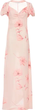 Mar De Margaritas V-Neck Maxi Dress With Balloon Sleeves And Floral Pattern
