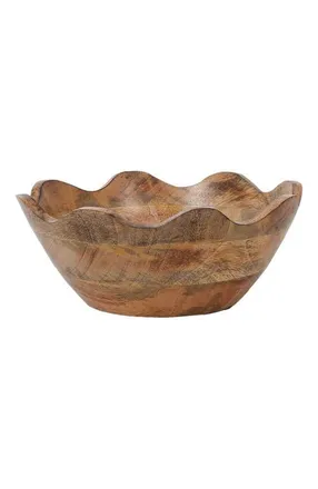 Mela Artisans Scalloped Mangowood Bowls Large in Brown at Nordstrom