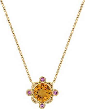 Bony Levy Iris Citrine & Pink Sapphire Pendant Necklace in 18K Yellow Gold at Nordstrom Rack