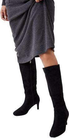 Wallis Heidi Stretch Almond Toe Medium Heel Knee Boots, 7, Natural Black
