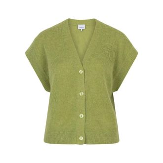 Dante6 Zyra Cardigan met Korte Mouwen - Dames - Truien - Groen - Maat: L Wol