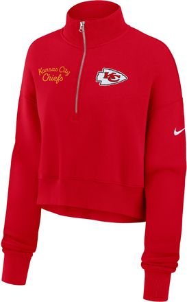 Nike Kansas City Chiefs Phoenix Nike Womens NFL Cropped 1/4-Zip Crew in Red | 01N965N7G-DJR