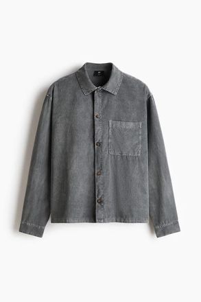 H&M Relaxed Fit Boxy Corduroy Shirt in Gray at Nordstrom, Size Xx-Large