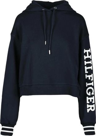 Tommy Hilfiger Cropped Hooded Sweatshirt With Ribbed Cuffs And Lettering