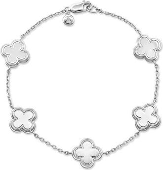 Devata Five Clover Bracelet in Rhodium Plated Sterling Silver at Nordstrom, Size 7.5