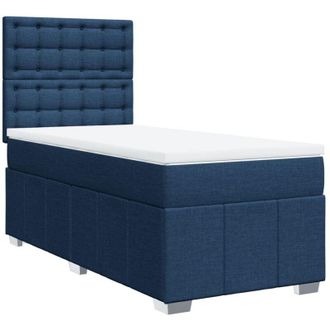 vidaXL Cama Box Spring Con Colch&oacute;n Tela Azul 100x200 Cm Vidaxl