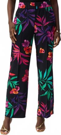 Joseph Ribkoff Tropical Print Wide Leg Pants In Black/multi