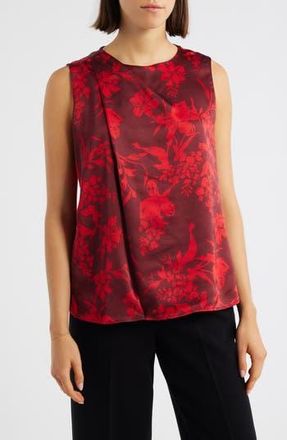 Vince Camuto Pleated Sleeveless Satin Top in Crimson at Nordstrom Rack, Size Xx-Small