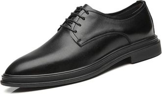 Generic Dress Oxford for Men Lace Up Round Toe Derby Shoes Cowhide Non Slip Block Heel Anti-Slip Rubber Sole Low Top Classic(6.5 UK) Black