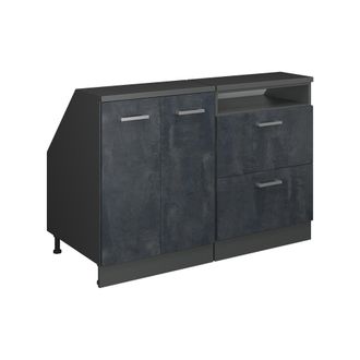 Vicco Conjunto De Armarios Para Techo Inclinado Rion, Hormig&oacute;n Negro, 120 Cm Lote De 2 Carcasas De Armario 60 Cm De Profundidad, Vicco