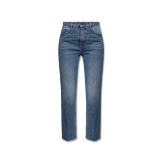 Golden Goose High-Rise Cropped Flare Jeans - Dames - Regular Fit Jeans - Blauw - W26 - Katoen - Jeans
