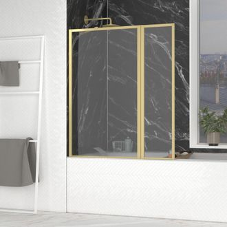 Aurlane Aurlane - Mampara 2 Hojas 70+30x130cm - Acabo Oro Cepillado - Goldy Contouring Screen