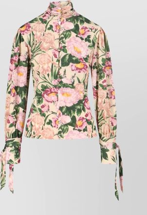 Chloé floral button high neck long sleeve top