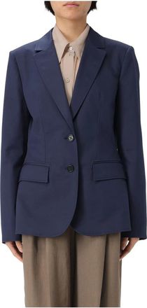 Alberta Ferretti Giacca Tela di Cotone Stretch - Dames - Blazers - Blauw - XL - Katoen - Jassen