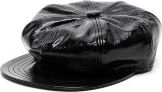 Madison.Maison patent leather baker boy hat - women - Calf Leather/Cotton/Viscose/Foam - S - Black