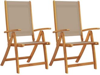 vidaXL Vidaxl - Sillas De Jard&iacute;n Plegables 2 Uds Madera Maciza Acacia Textileno